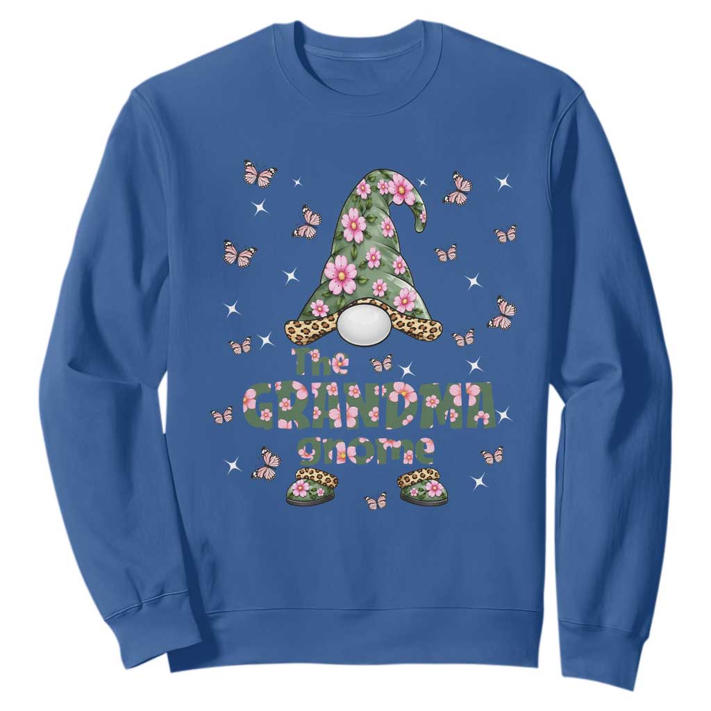 The Grandma Gnome Floral Butterfly Leopard Sweatshirt TS12