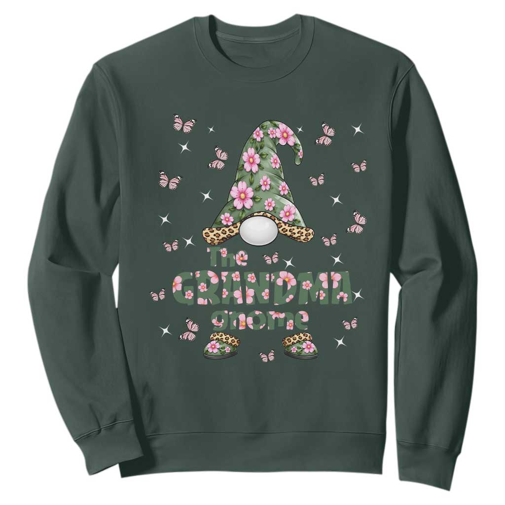 The Grandma Gnome Floral Butterfly Leopard Sweatshirt TS12