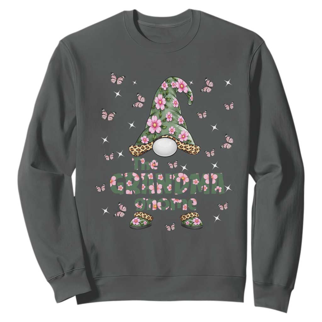 The Grandma Gnome Floral Butterfly Leopard Sweatshirt TS12