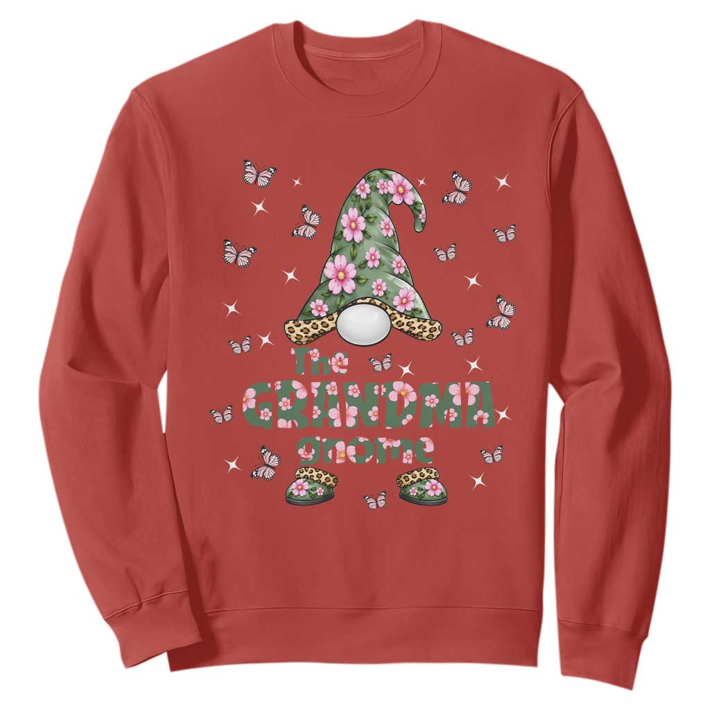 The Grandma Gnome Floral Butterfly Leopard Sweatshirt TS12