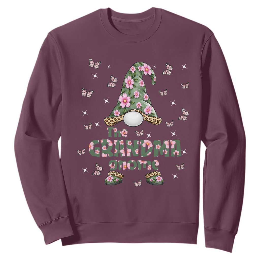 The Grandma Gnome Floral Butterfly Leopard Sweatshirt TS12