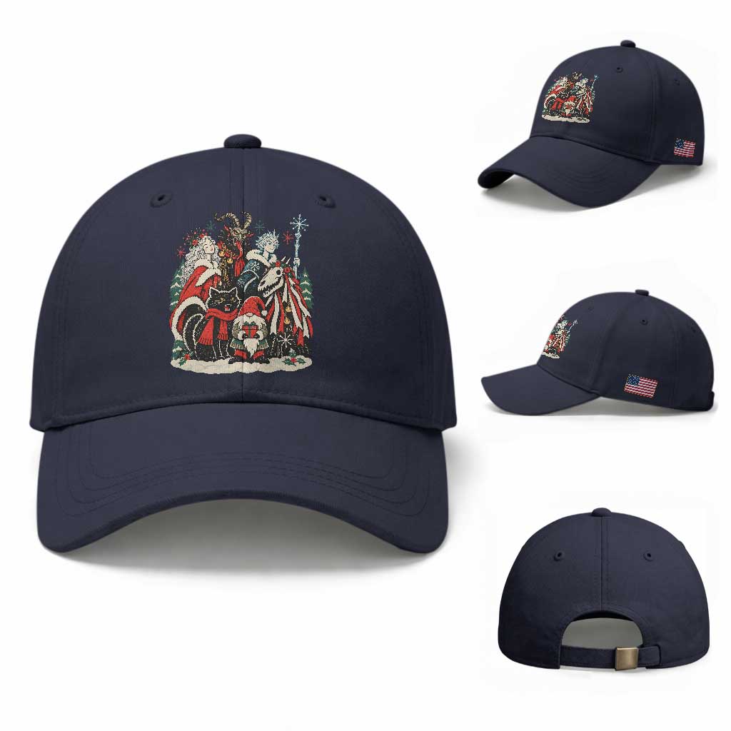 Whimsigoth Nordic Christmas Alpine Folklore Creatures Yule Cat Krampus 90s Styles Baseball Cap TS11