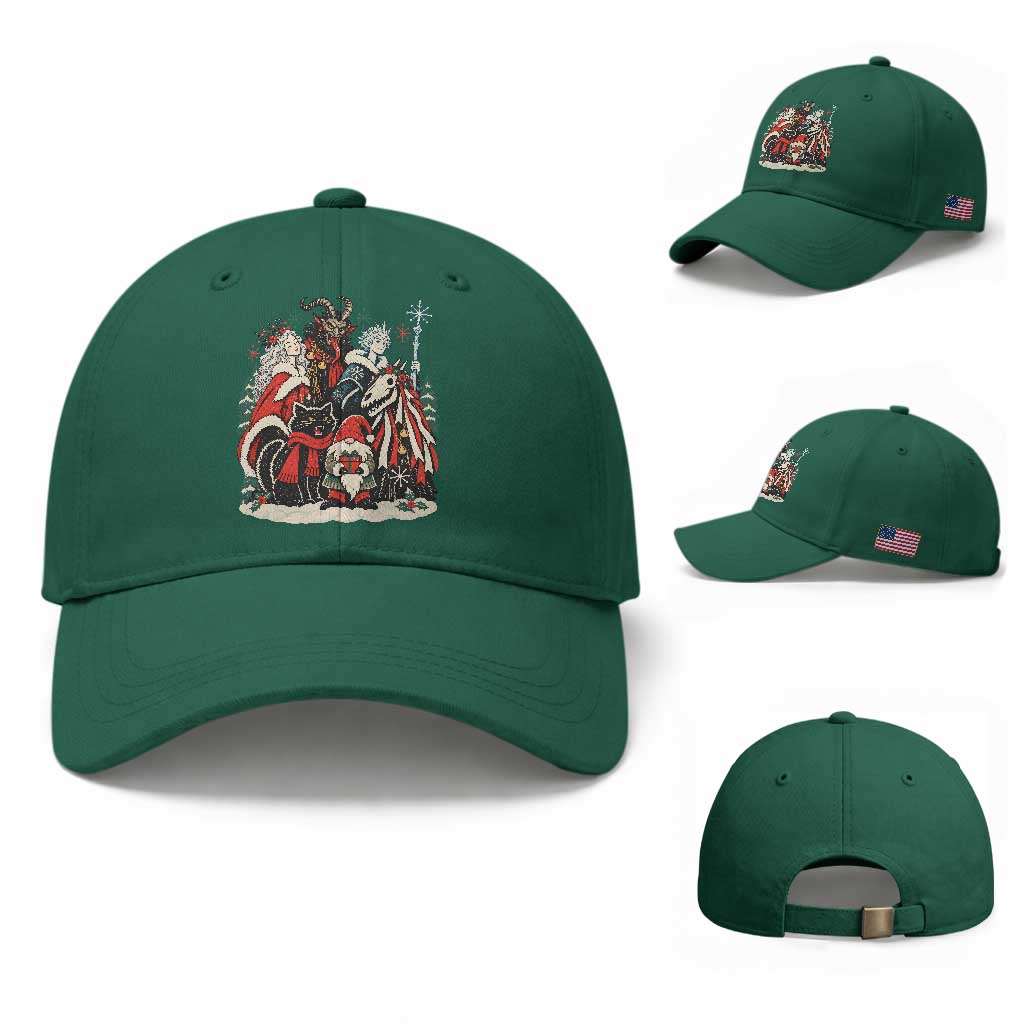 Whimsigoth Nordic Christmas Alpine Folklore Creatures Yule Cat Krampus 90s Styles Baseball Cap TS11