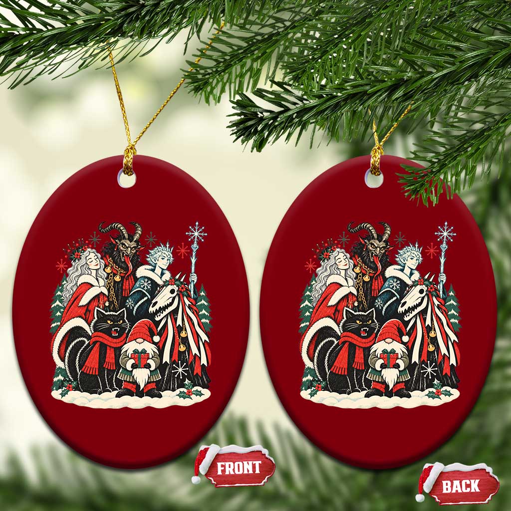 Whimsigoth Nordic Christmas Alpine Folklore Creatures Yule Cat Krampus 90s Styles Ceramic Ornament TS11