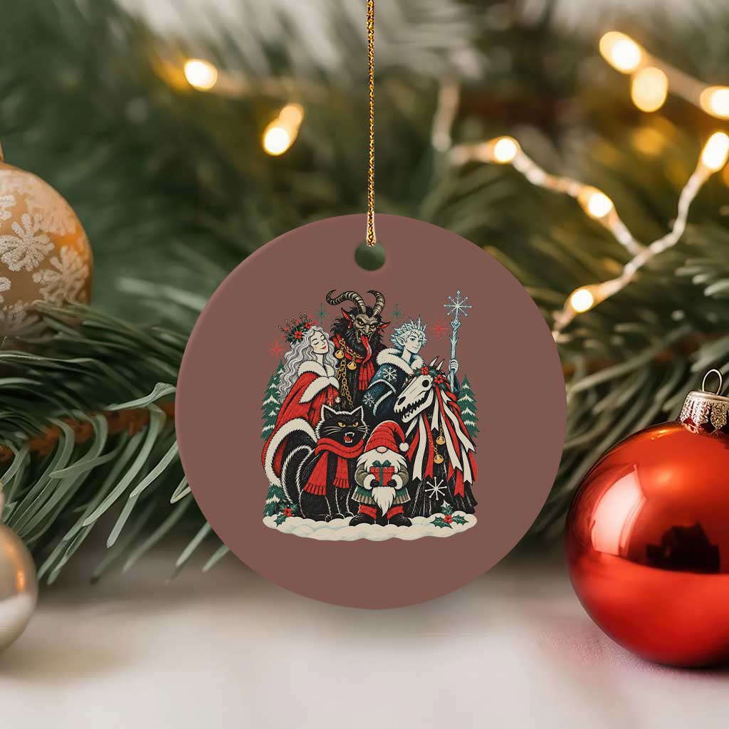Whimsigoth Nordic Christmas Alpine Folklore Creatures Yule Cat Krampus 90s Styles Ceramic Ornament TS11