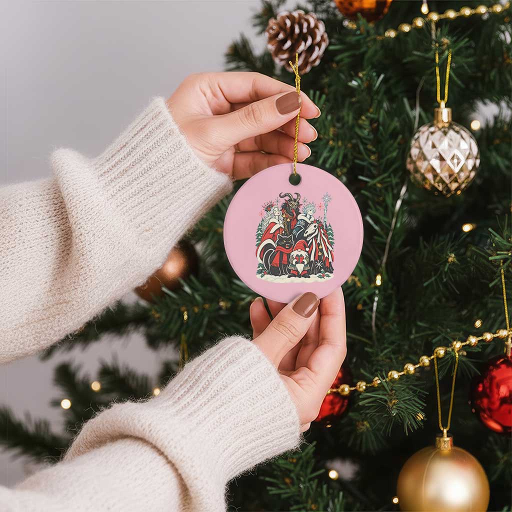Whimsigoth Nordic Christmas Alpine Folklore Creatures Yule Cat Krampus 90s Styles Ceramic Ornament TS11