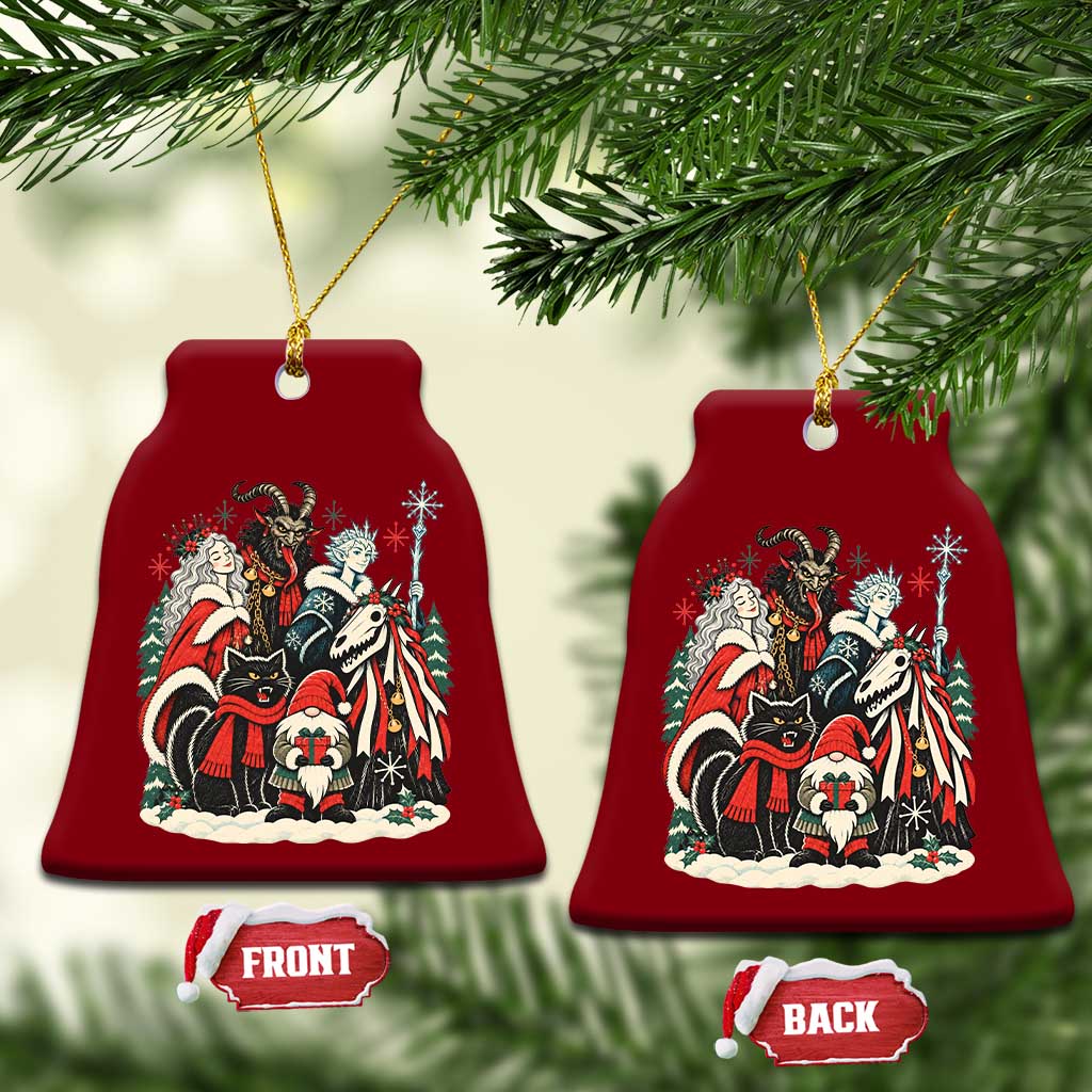 Whimsigoth Nordic Christmas Alpine Folklore Creatures Yule Cat Krampus 90s Styles Ceramic Ornament TS11