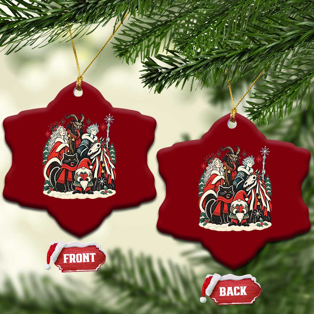 Whimsigoth Nordic Christmas Alpine Folklore Creatures Yule Cat Krampus 90s Styles Ceramic Ornament TS11