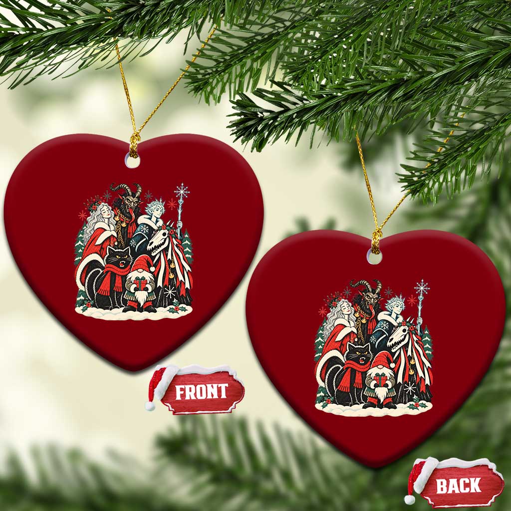 Whimsigoth Nordic Christmas Alpine Folklore Creatures Yule Cat Krampus 90s Styles Ceramic Ornament TS11