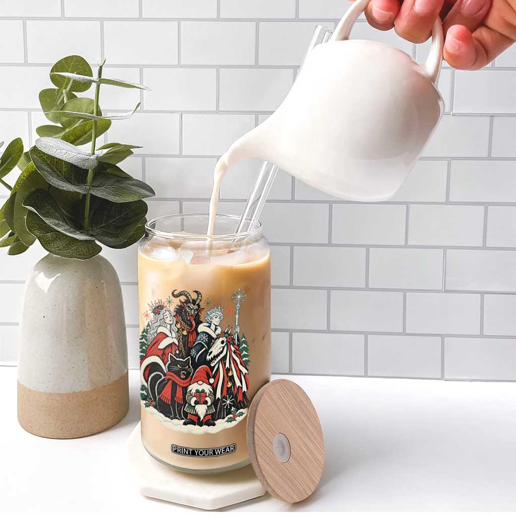 Whimsigoth Nordic Christmas Alpine Folklore Creatures Yule Cat Krampus 90s Styles Glass Can TS11