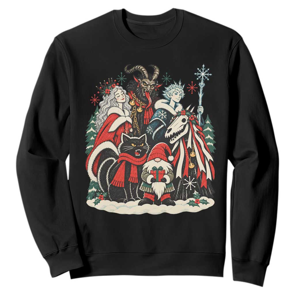 Whimsigoth Nordic Christmas Alpine Folklore Creatures Yule Cat Krampus 90s Styles Sweatshirt TS11