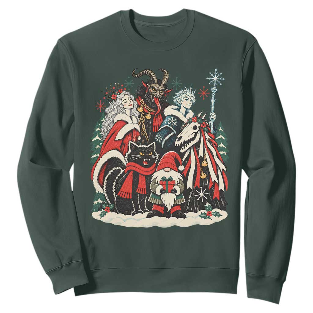 Whimsigoth Nordic Christmas Alpine Folklore Creatures Yule Cat Krampus 90s Styles Sweatshirt TS11