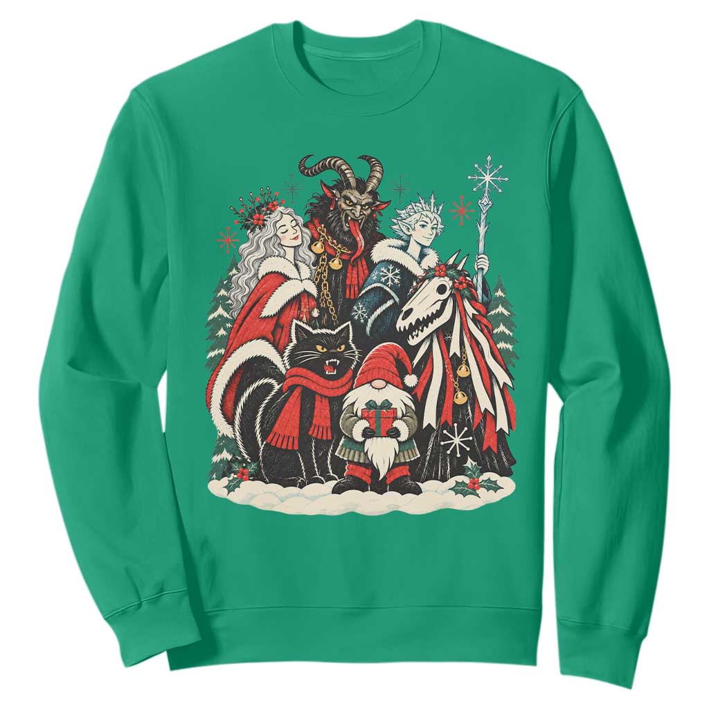 Whimsigoth Nordic Christmas Alpine Folklore Creatures Yule Cat Krampus 90s Styles Sweatshirt TS11