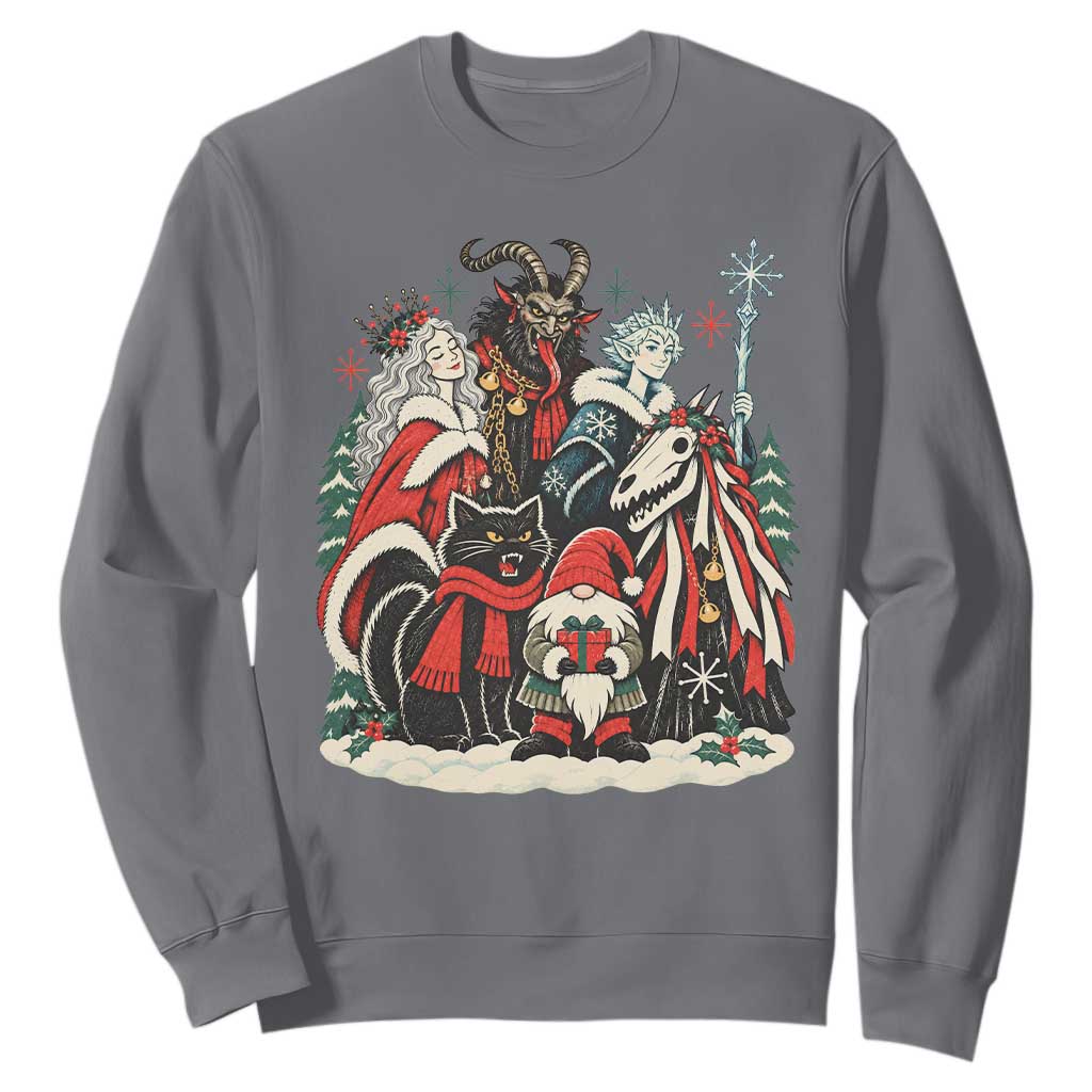 Whimsigoth Nordic Christmas Alpine Folklore Creatures Yule Cat Krampus 90s Styles Sweatshirt TS11
