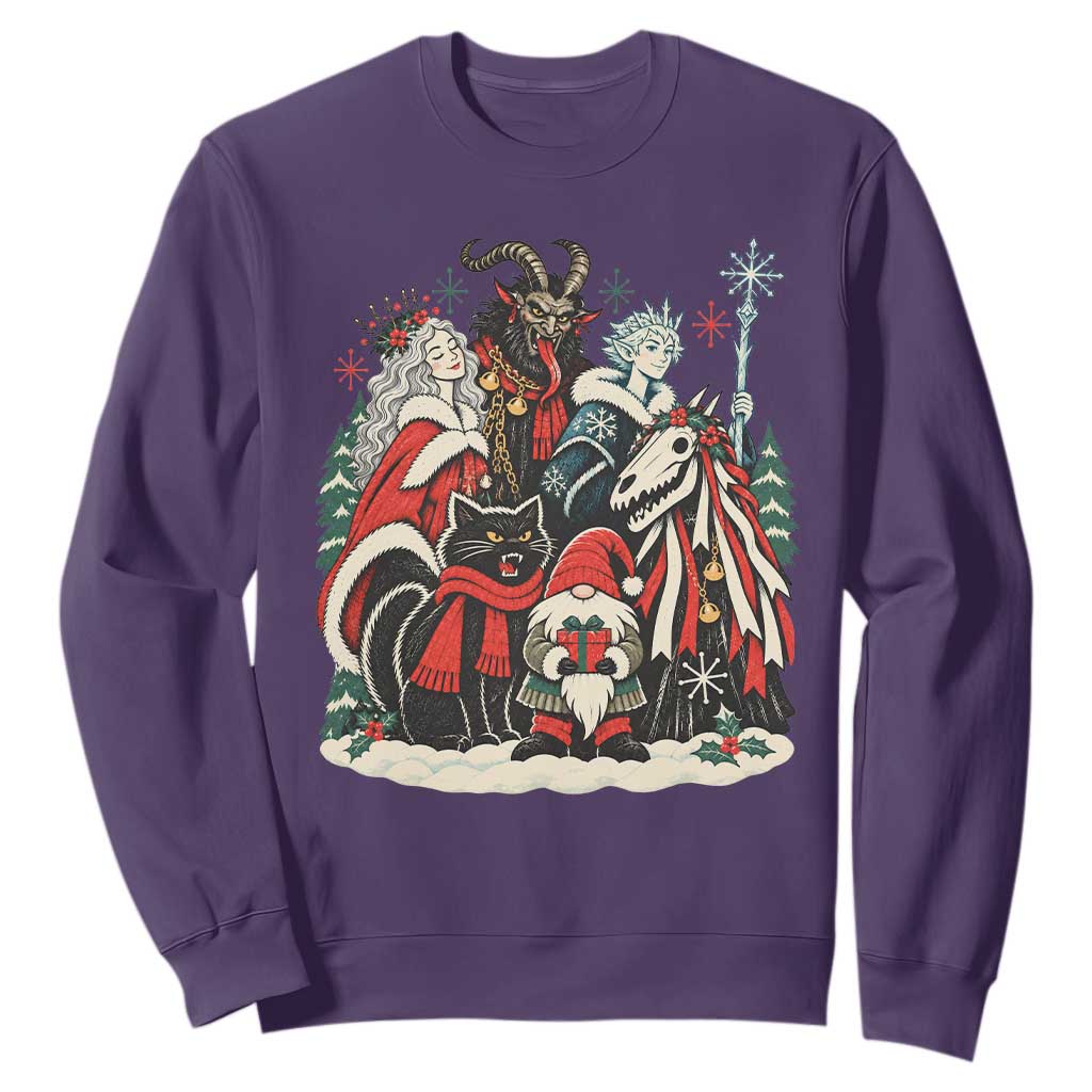 Whimsigoth Nordic Christmas Alpine Folklore Creatures Yule Cat Krampus 90s Styles Sweatshirt TS11