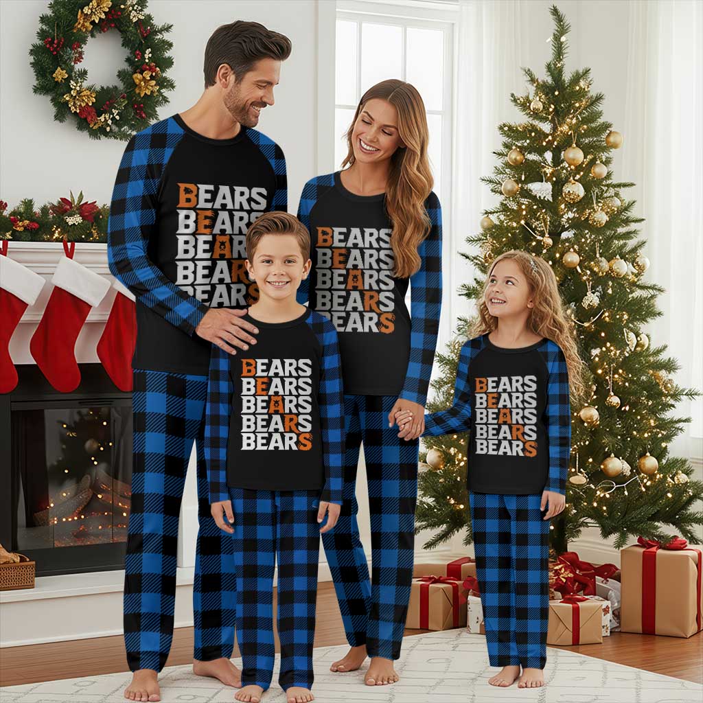 Wild Bear Claws Outdoor Plaid Pajama Set Grizzly Bear Stacked Typography TS12