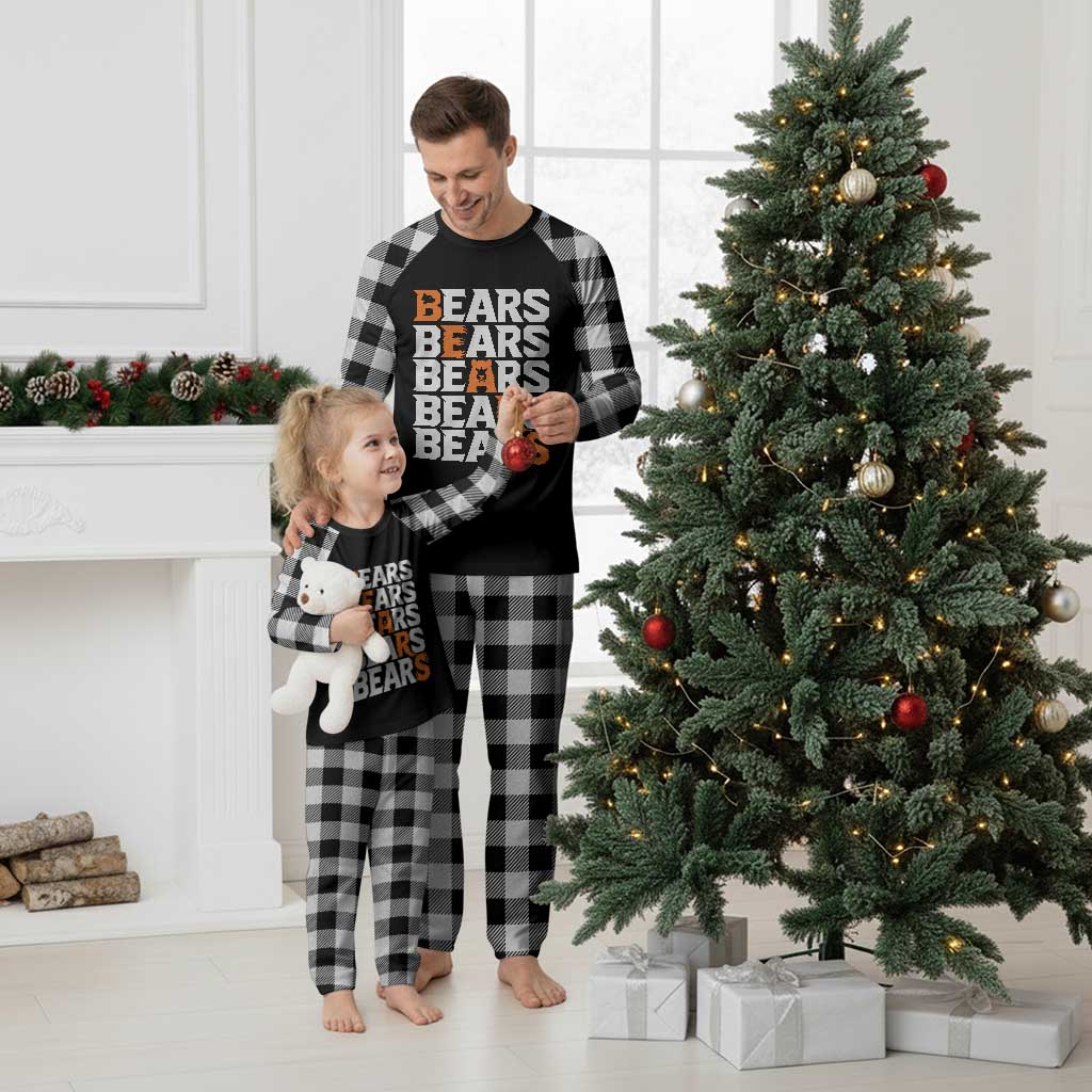 Wild Bear Claws Outdoor Plaid Pajama Set Grizzly Bear Stacked Typography TS12