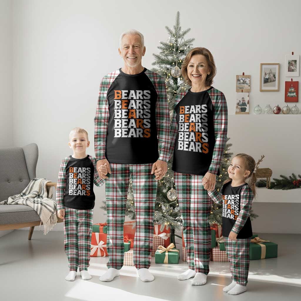 Wild Bear Claws Outdoor Plaid Pajama Set Grizzly Bear Stacked Typography TS12
