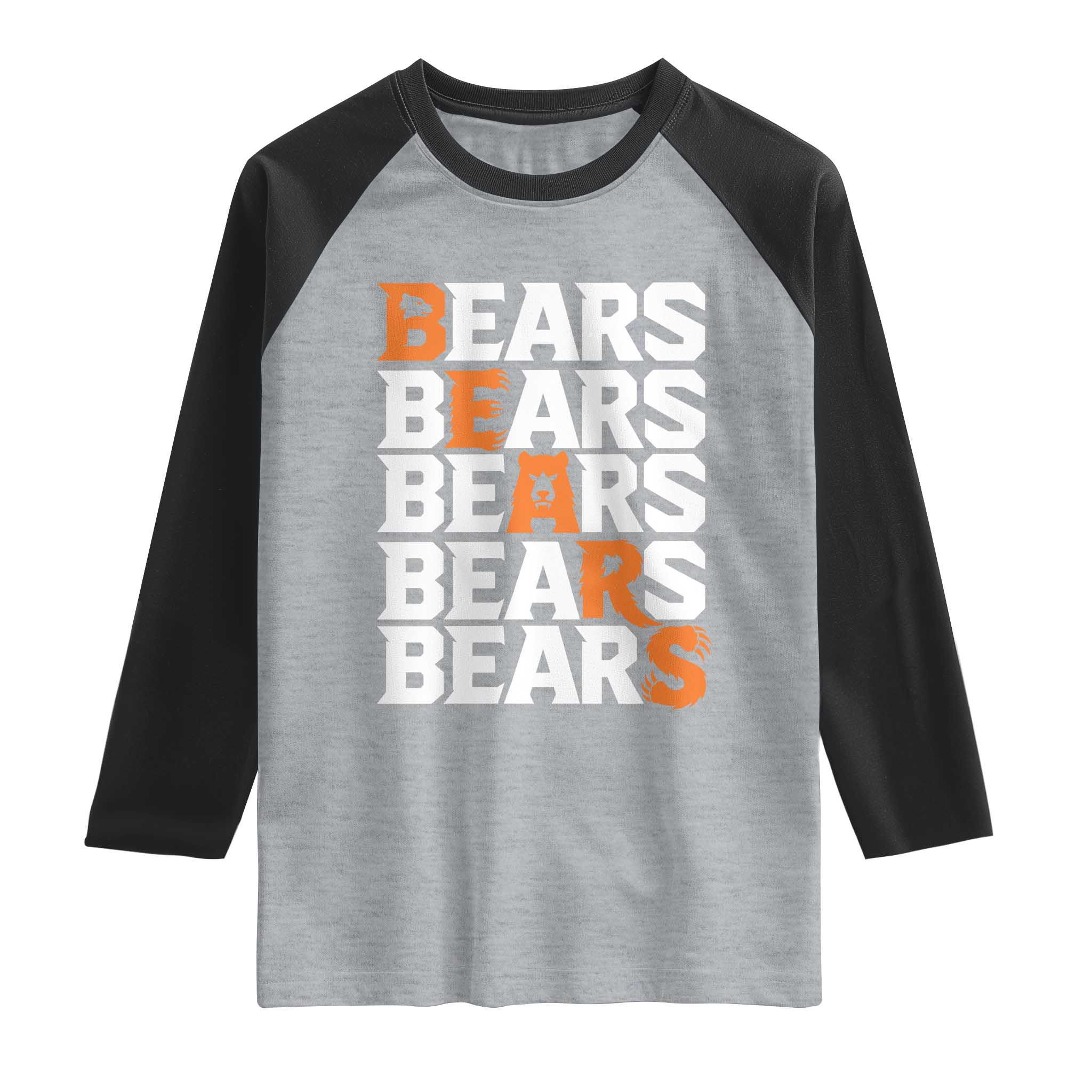 Wild Bear Claws Outdoor Raglan Shirt Grizzly Bear Stacked Typography TS12
