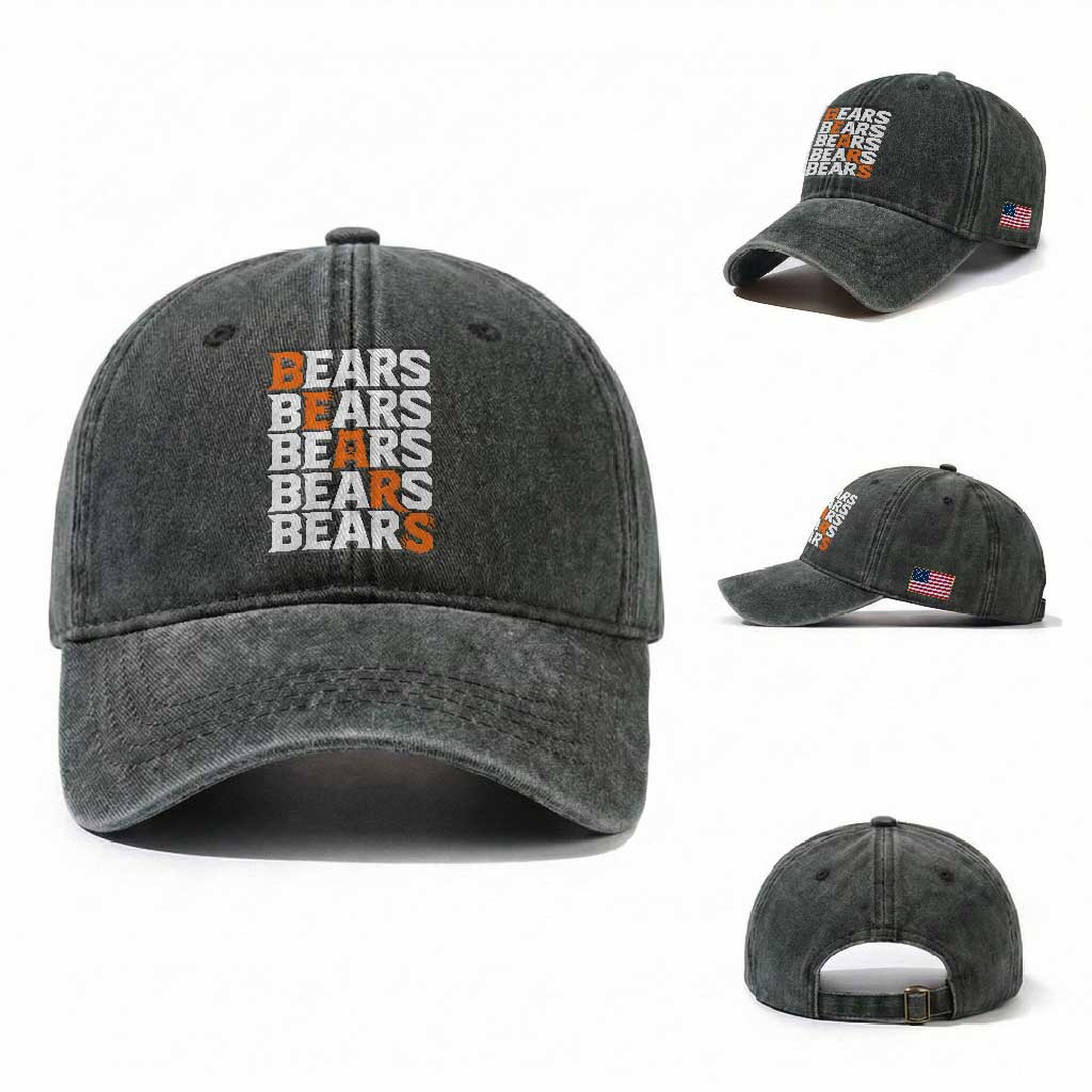 Wild Bear Claws Outdoor Washed Cotton Baseball Cap Grizzly Bear Stacked Typography TS12