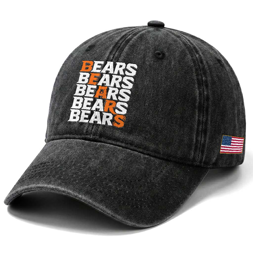 Wild Bear Claws Outdoor Washed Cotton Baseball Cap Grizzly Bear Stacked Typography TS12