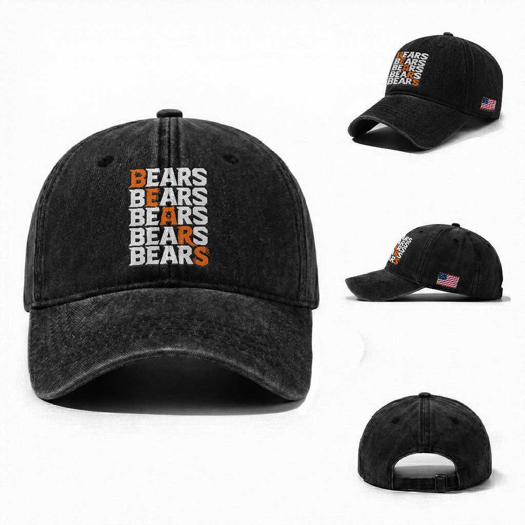 Wild Bear Claws Outdoor Washed Cotton Baseball Cap Grizzly Bear Stacked Typography TS12