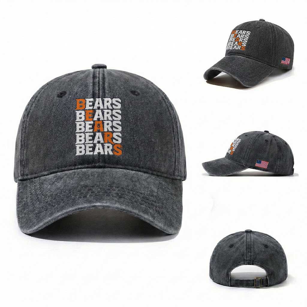 Wild Bear Claws Outdoor Washed Cotton Baseball Cap Grizzly Bear Stacked Typography TS12
