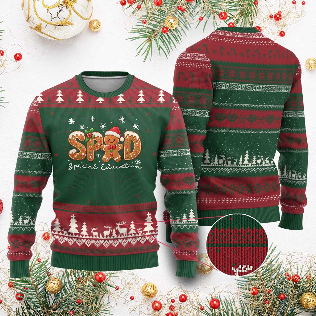 Xmas Gingerbread SPED Teacher Ugly Christmas Sweater Cookie Holiday Educator Gift TS12