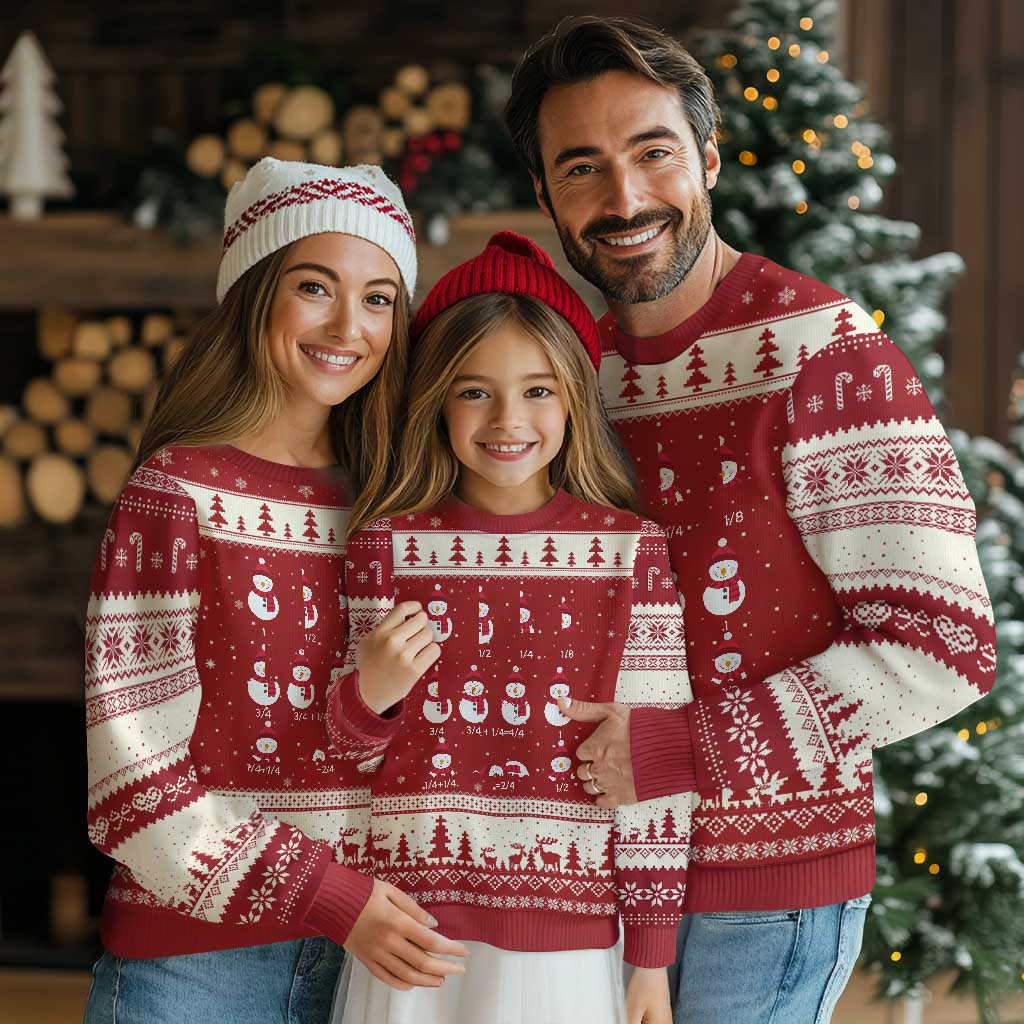 Xmas Math Teacher Ugly Christmas Sweater Snowman Fractions Educational Equation Gift TS12