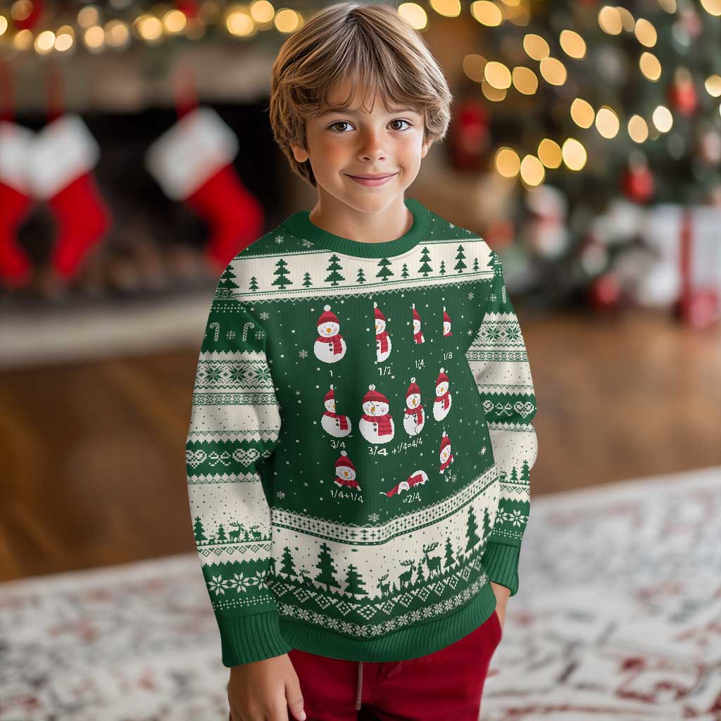 Xmas Math Teacher Ugly Christmas Sweater Snowman Fractions Educational Equation Gift TS12